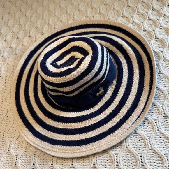 Disney Parks Authentic Striped Navy and Cream Wide Brim Hat - Picture 1 of 7